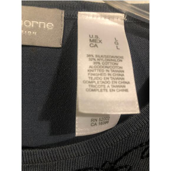 NWT New 2000s Liz Claiborne Collection Blue Black Quarter Button Sweater 90s Y2K - Picture 4 of 6